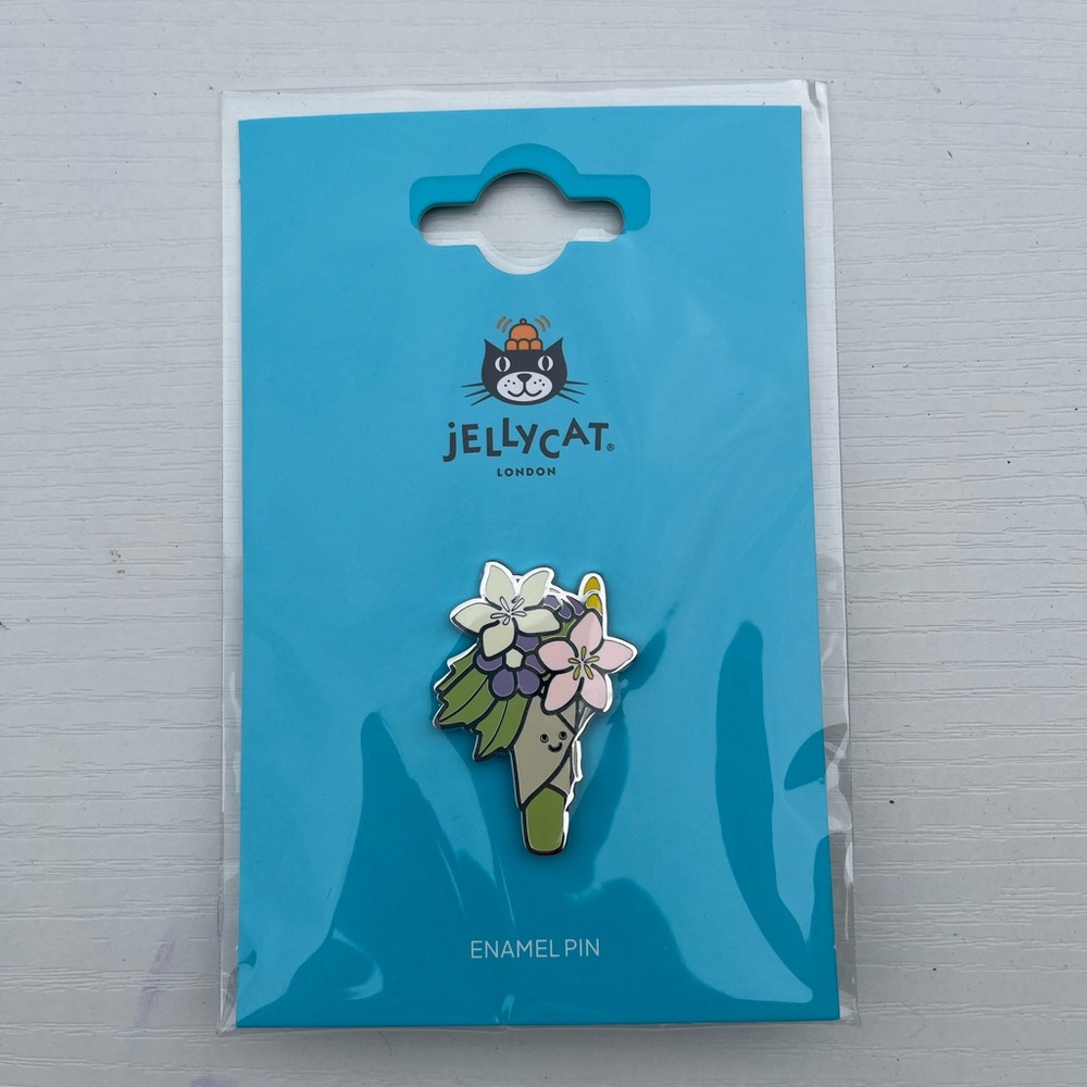 Jellycat amuseables bouquet of flowers enamel pin LIMITED EDITION